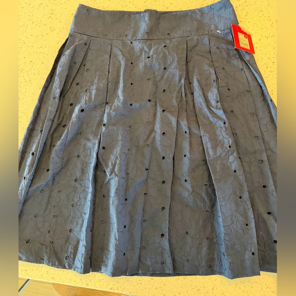 Target Isaac Mizrahi Navy Blue Eyelet Pleated Skirt Size 4